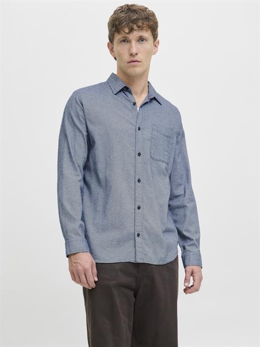 jjeclassic-melange-shirt-l-s-noos-faded-denim