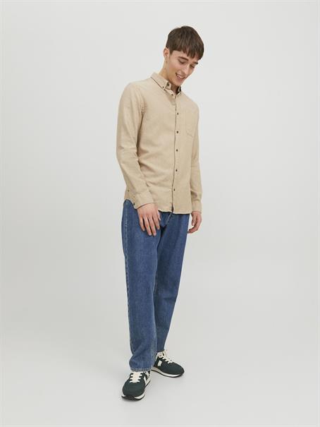 JJECLASSIC MELANGE SHIRT LS NOOS oatmeal