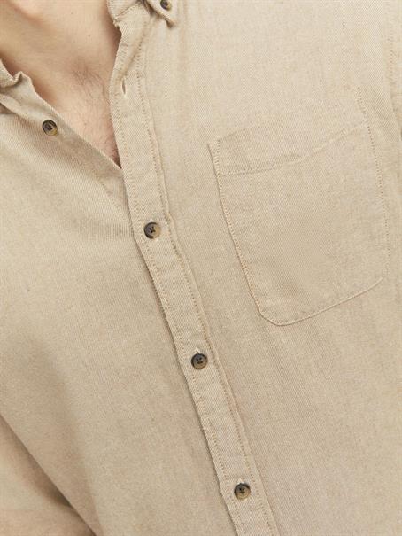 JJECLASSIC MELANGE SHIRT LS NOOS oatmeal