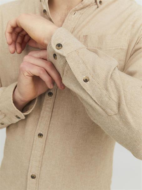 JJECLASSIC MELANGE SHIRT LS NOOS oatmeal