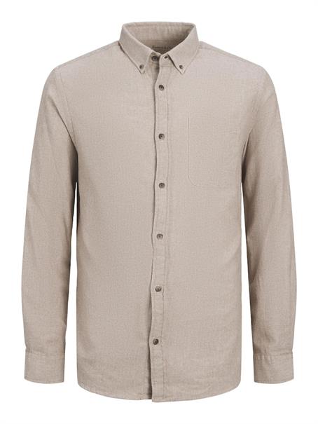 JJECLASSIC MELANGE SHIRT LS NOOS oatmeal