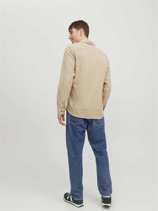jjeclassic-melange-shirt-ls-noos-oatmeal