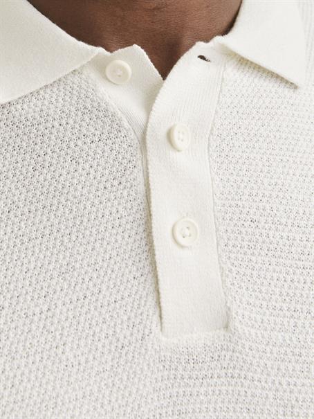 JJEGEORGE KNIT POLO SS SN cloud dancer