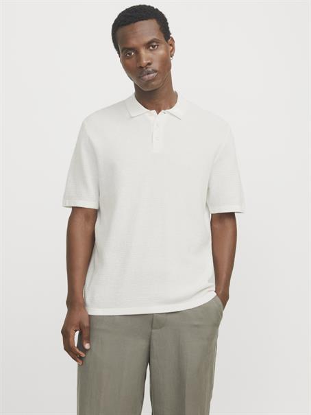 JJEGEORGE KNIT POLO SS SN cloud dancer