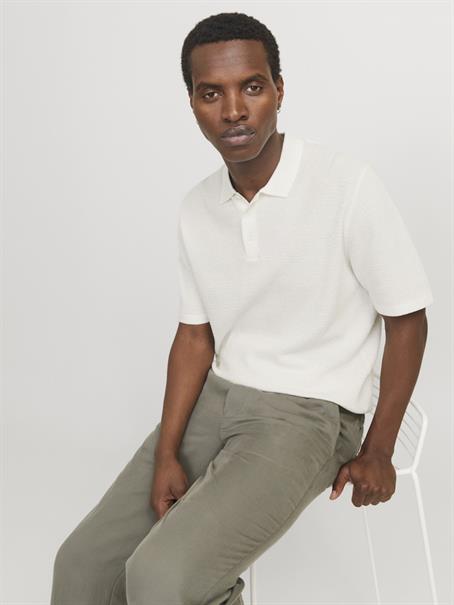 JJEGEORGE KNIT POLO SS SN cloud dancer