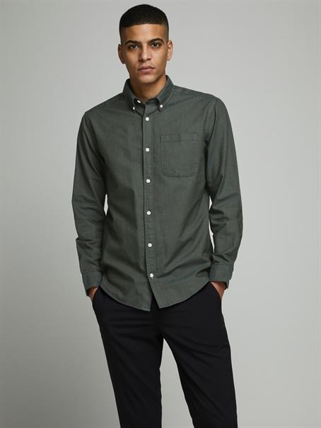 JJEOXFORD BASIC SHIRT L/S NOOS dunkelgrün