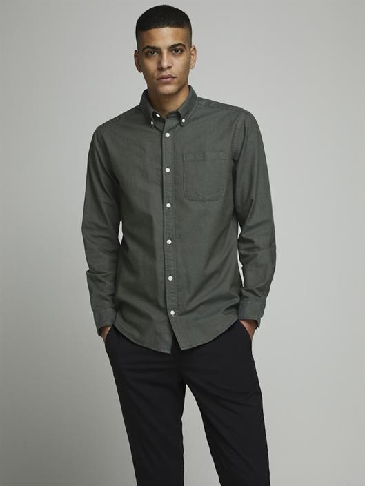 jjeoxford-basic-shirt-l-s-noos-dunkelgrün