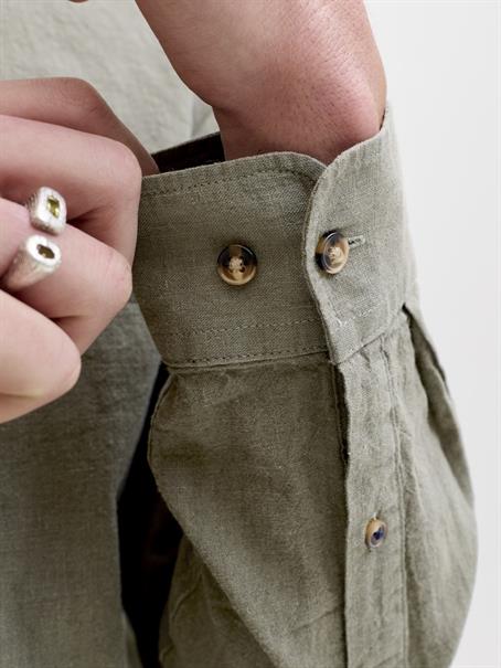 JJESUMMER LINEN BLEND SHIRT L/S SN dusty olive