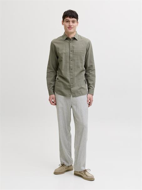 JJESUMMER LINEN BLEND SHIRT L/S SN dusty olive