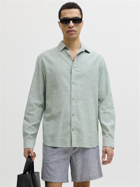 JJESUMMER LINEN BLEND SHIRT L/S SN granite green