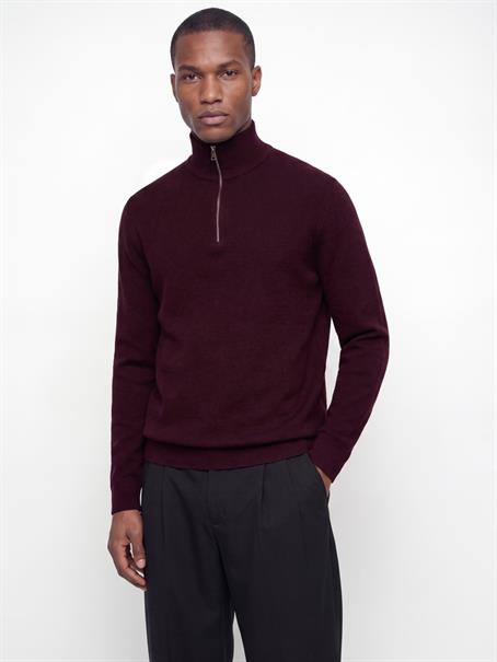 JJMILANO STITCH KNIT HALF ZIP SN bitter chocolate