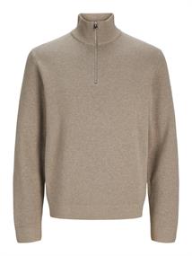 JJMILANO STITCH KNIT HALF ZIP SN greige