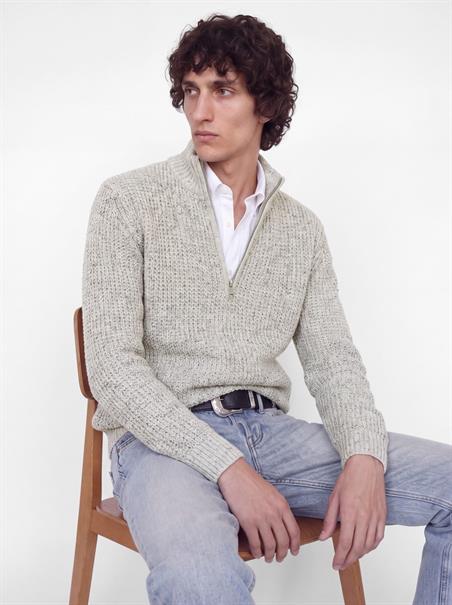 JJROOSTER KNIT HALF ZIP moonbeam