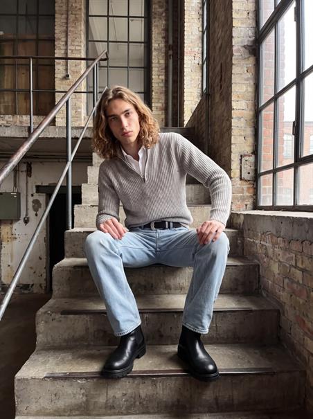 JJROOSTER KNIT HALF ZIP moonbeam