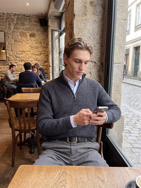 JJROOSTER KNIT HALF ZIP navy blazer