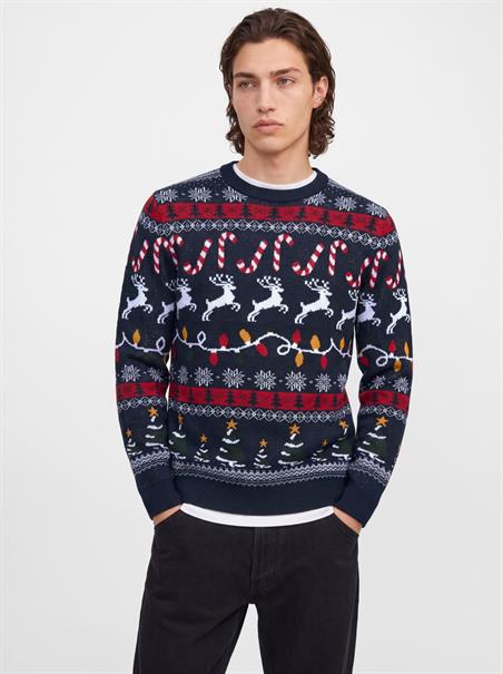 JJXMAS SANTA KNIT CREW NECK navy blazer