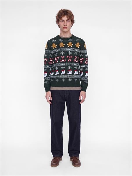 JJXMAS SANTA KNIT CREW NECK scarab
