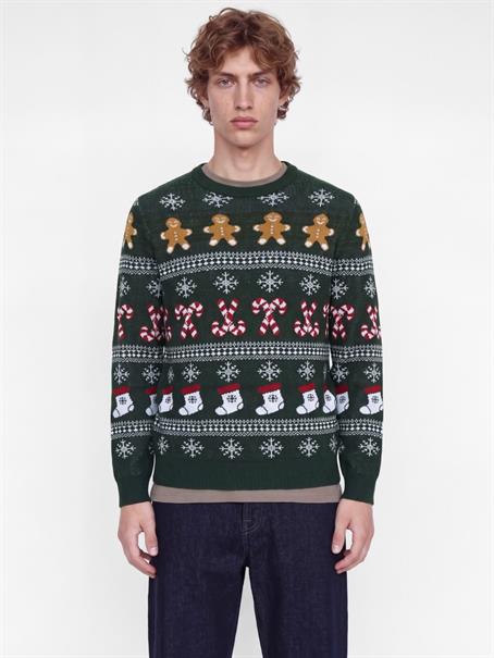 JJXMAS SANTA KNIT CREW NECK scarab