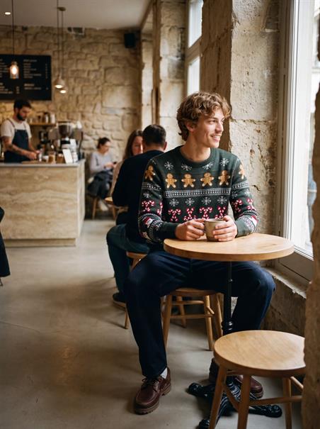 JJXMAS SANTA KNIT CREW NECK scarab