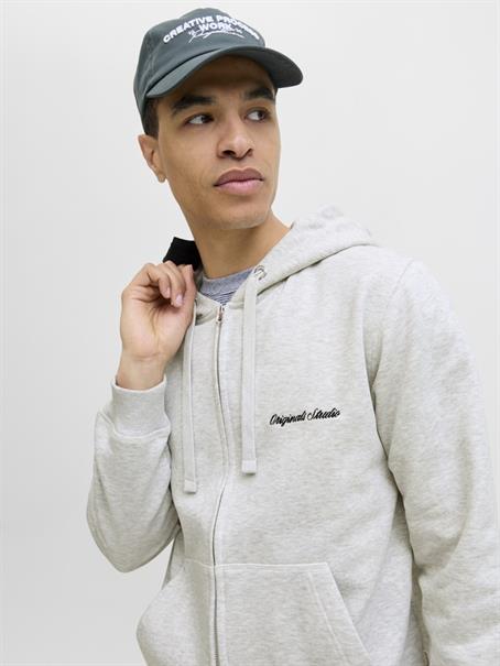 JORNORREBRO EMB SWEAT ZIP HOOD NOOS white melange