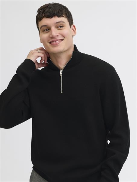 JPRBLAMILANO STITCH KNIT HALF ZIP SN black