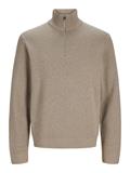 JPRBLAMILANO STITCH KNIT HALF ZIP SN greige