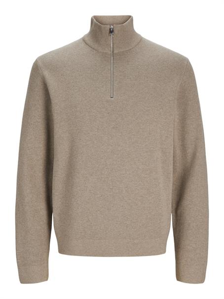 JPRBLAMILANO STITCH KNIT HALF ZIP SN greige