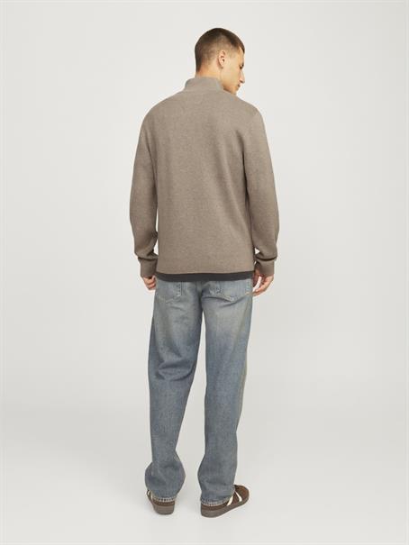 JPRBLAMILANO STITCH KNIT HALF ZIP SN greige