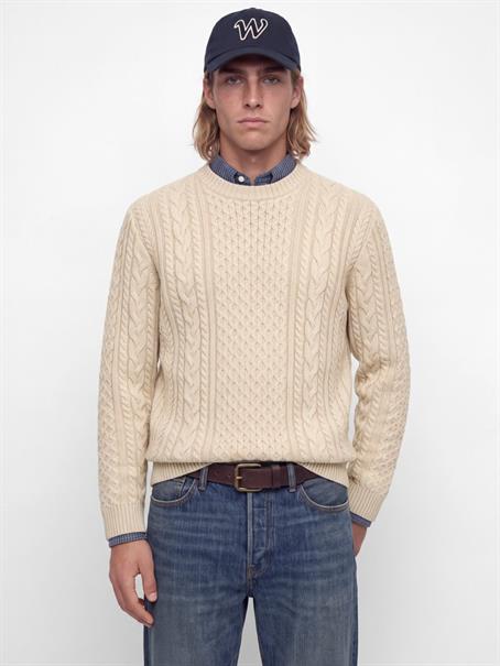 JPRBLUCALLUM CABLE KNIT CREW NECK parchment