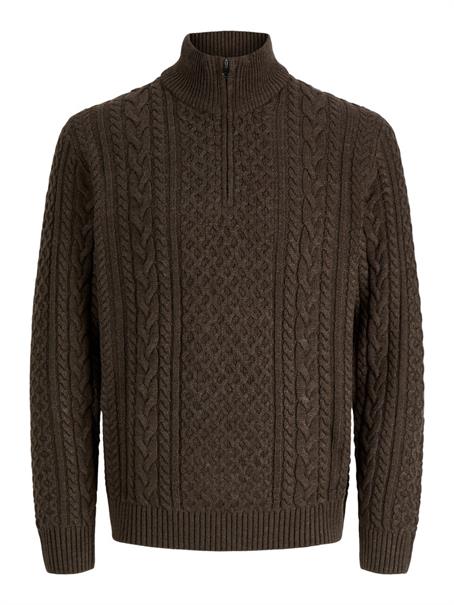 JPRBLUCALLUM CABLE KNIT HALF ZIP ganache