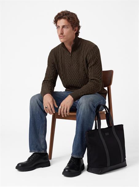 JPRBLUCALLUM CABLE KNIT HALF ZIP ganache
