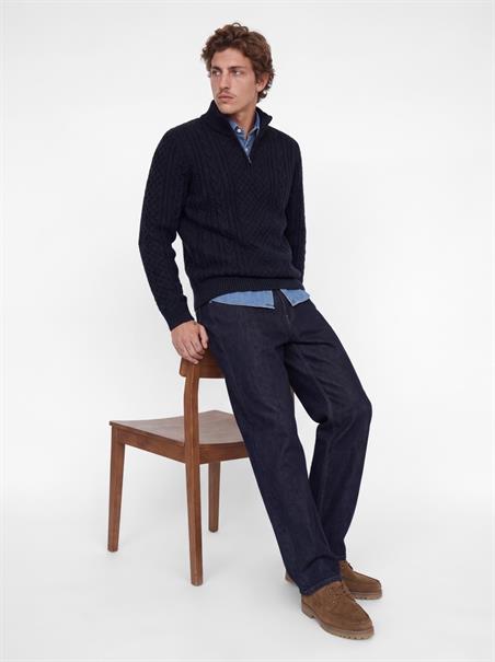 JPRBLUCALLUM CABLE KNIT HALF ZIP insignia blue