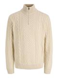 JPRBLUCALLUM CABLE KNIT HALF ZIP parchment