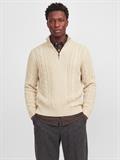 JPRBLUCALLUM CABLE KNIT HALF ZIP parchment