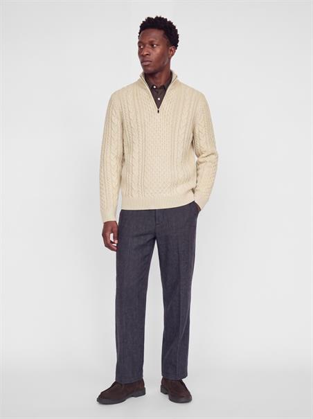JPRBLUCALLUM CABLE KNIT HALF ZIP parchment