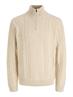 JPRBLUCALLUM CABLE KNIT HALF ZIP parchment