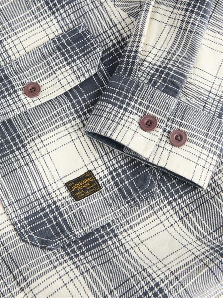 JPRBLUIVY CHECK L/S OVERSHIRT SN dark navy