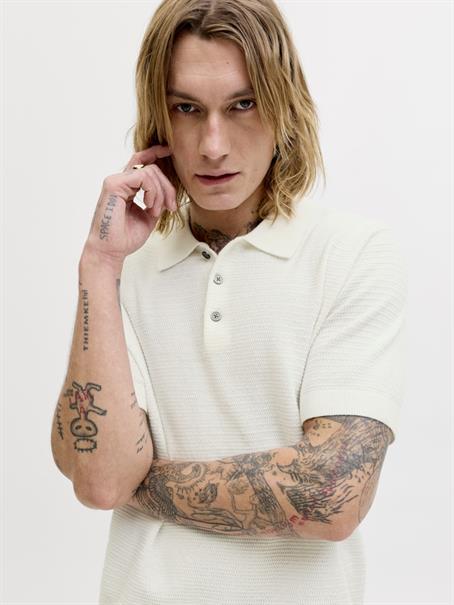 JPRBLURILEY KNIT POLO SS SN cloud dancer