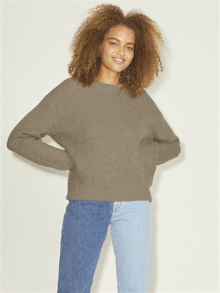 JXEMBER FLUFFY CREW NECK KNIT NOOS brindle