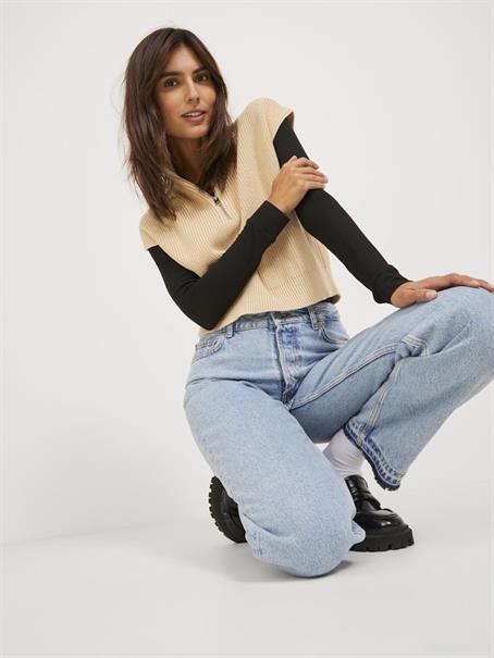 JXFLORENCE TWIST HALF ZIP VEST KNIT SN beige