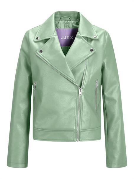 JXGAIL FAUX LEATHER BIKER JACKET NOOS smoke green