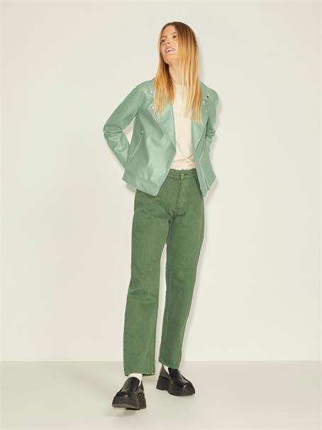 JXGAIL FAUX LEATHER BIKER JACKET NOOS smoke green