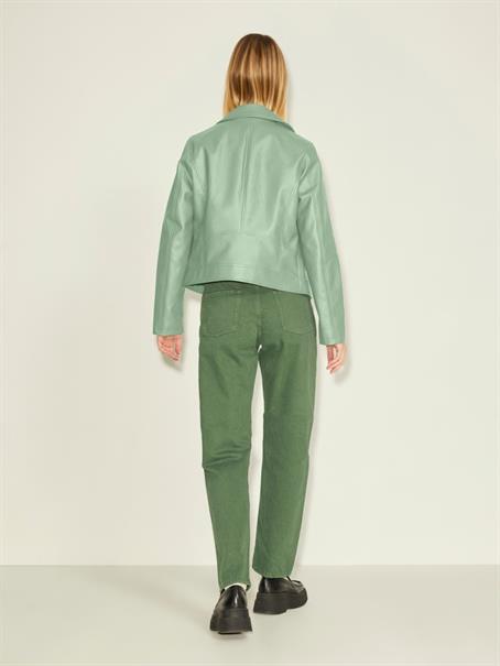 JXGAIL FAUX LEATHER BIKER JACKET NOOS smoke green
