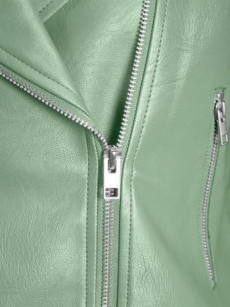 JXGAIL FAUX LEATHER BIKER JACKET NOOS smoke green