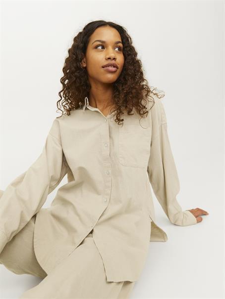 JXJAMIE LS RLX LINEN BLEND SHIRT WVN SN cement