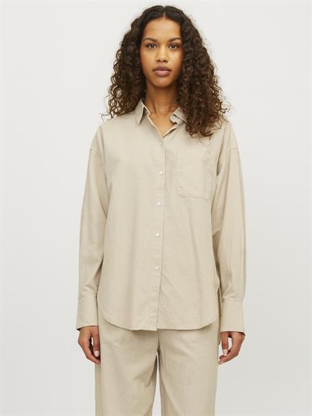 JXJAMIE LS RLX LINEN BLEND SHIRT WVN SN cement