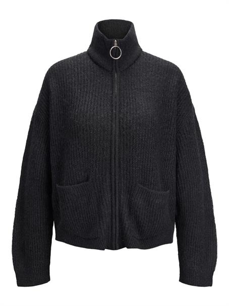 JXJILL FLUFFY HN ZIP CARDIGAN KNIT black
