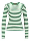 JXJODI TIGHT STRIPE CREW NECK KNIT NOOS medium green