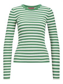 JXJODI TIGHT STRIPE CREW NECK KNIT NOOS medium green