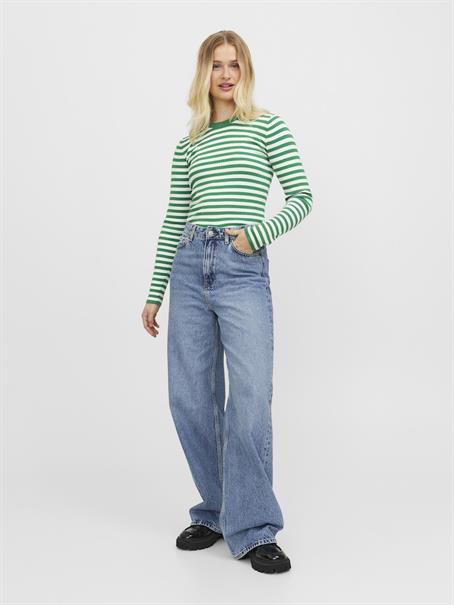 JXJODI TIGHT STRIPE CREW NECK KNIT NOOS medium green